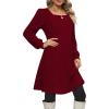 imageOFEEFAN Womens Knit Sweater Dress with Pockets Square Neck Long Sleeve DressesBurgundy