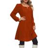imageOFEEFAN Womens Knit Sweater Dress with Pockets Square Neck Long Sleeve DressesCamrel Brown
