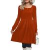 imageOFEEFAN Womens Knit Sweater Dress with Pockets Square Neck Long Sleeve DressesCamrel Brown