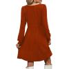 imageOFEEFAN Womens Knit Sweater Dress with Pockets Square Neck Long Sleeve DressesCamrel Brown