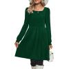 imageOFEEFAN Womens Knit Sweater Dress with Pockets Square Neck Long Sleeve DressesDeep Green