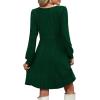 imageOFEEFAN Womens Knit Sweater Dress with Pockets Square Neck Long Sleeve DressesDeep Green