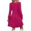 imageOFEEFAN Womens Knit Sweater Dress with Pockets Square Neck Long Sleeve DressesHot Pink