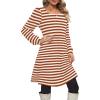 imageOFEEFAN Womens Knit Sweater Dress with Pockets Square Neck Long Sleeve DressesStriped Caramel