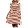 imageOFEEFAN Womens Knit Sweater Dress with Pockets Square Neck Long Sleeve DressesStriped Caramel