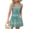 imageOFEEFAN Womens Summer Dresses 2025 Loose V Neck Sleeveless Sundresses Swimsuit Coverup with Pockets FloralPlainEyeletA Floral 01