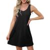 imageOFEEFAN Womens Summer Dresses 2025 Loose V Neck Sleeveless Sundresses Swimsuit Coverup with Pockets FloralPlainEyeletC Eyelet Black