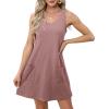 imageOFEEFAN Womens Summer Dresses 2025 Loose V Neck Sleeveless Sundresses Swimsuit Coverup with Pockets FloralPlainEyeletC Eyelet Pink