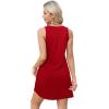 imageOFEEFAN Womens Summer Dresses 2025 Loose V Neck Sleeveless Sundresses Swimsuit Coverup with Pockets FloralPlainEyeletC Eyelet Red