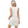 imageOFEEFAN Womens Summer Dresses 2025 Loose V Neck Sleeveless Sundresses Swimsuit Coverup with Pockets FloralPlainEyeletC Eyelet White