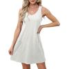 imageOFEEFAN Womens Summer Dresses 2025 Loose V Neck Sleeveless Sundresses Swimsuit Coverup with Pockets FloralPlainEyeletC Eyelet White