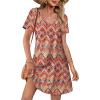 imageOFEEFAN Summer Dresses for Women 2025 Loose V Neck Short Sleeve Casual T Shirt Dress Sundresses Swimsuit Coverup with PocketsFloral 02