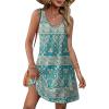 imageOFEEFAN Womens Summer Dresses 2025 Loose V Neck Sleeveless Sundresses Swimsuit Coverup with Pockets FloralPlainEyeletA Floral 01