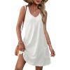 imageOFEEFAN Womens Summer Dresses 2025 Loose V Neck Sleeveless Sundresses Swimsuit Coverup with Pockets FloralPlainEyeletC Eyelet White