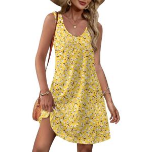 imageOFEEFAN Womens Summer Dresses 2025 Loose V Neck Sleeveless Sundresses Swimsuit Coverup with Pockets FloralPlainEyeletA Floral 47
