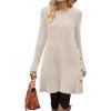 imageOFEEFAN Fall and Winter Tunic Dress with Pockets Long Sleeve Crew Neck Buttons SideRibbed Apricot