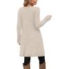 imageOFEEFAN Fall and Winter Tunic Dress with Pockets Long Sleeve Crew Neck Buttons SideRibbed Apricot