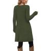 imageOFEEFAN Fall and Winter Tunic Dress with Pockets Long Sleeve Crew Neck Buttons SideRibbed Army Green