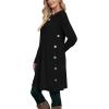 imageOFEEFAN Fall and Winter Tunic Dress with Pockets Long Sleeve Crew Neck Buttons SideRibbed Black
