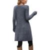 imageOFEEFAN Fall and Winter Tunic Dress with Pockets Long Sleeve Crew Neck Buttons SideRibbed Blue