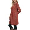 imageOFEEFAN Fall and Winter Tunic Dress with Pockets Long Sleeve Crew Neck Buttons SideRibbed Caramel