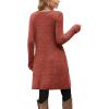 imageOFEEFAN Fall and Winter Tunic Dress with Pockets Long Sleeve Crew Neck Buttons SideRibbed Caramel