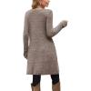 imageOFEEFAN Fall and Winter Tunic Dress with Pockets Long Sleeve Crew Neck Buttons SideRibbed Coffee