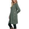 imageOFEEFAN Fall and Winter Tunic Dress with Pockets Long Sleeve Crew Neck Buttons SideRibbed Green