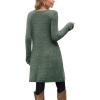 imageOFEEFAN Fall and Winter Tunic Dress with Pockets Long Sleeve Crew Neck Buttons SideRibbed Green