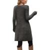 imageOFEEFAN Fall and Winter Tunic Dress with Pockets Long Sleeve Crew Neck Buttons SideRibbed Grey