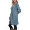 imageOFEEFAN Fall and Winter Tunic Dress with Pockets Long Sleeve Crew Neck Buttons SideRibbed Light Blue