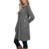 imageOFEEFAN Fall and Winter Tunic Dress with Pockets Long Sleeve Crew Neck Buttons SideRibbed Light Grey