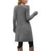 imageOFEEFAN Fall and Winter Tunic Dress with Pockets Long Sleeve Crew Neck Buttons SideRibbed Light Grey
