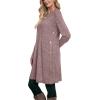 imageOFEEFAN Fall and Winter Tunic Dress with Pockets Long Sleeve Crew Neck Buttons SideRibbed Pink Coffee