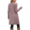 imageOFEEFAN Fall and Winter Tunic Dress with Pockets Long Sleeve Crew Neck Buttons SideRibbed Pink Coffee