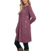 imageOFEEFAN Fall and Winter Tunic Dress with Pockets Long Sleeve Crew Neck Buttons SideRibbed Purple