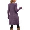 imageOFEEFAN Fall and Winter Tunic Dress with Pockets Long Sleeve Crew Neck Buttons SideRibbed Smoke Purple