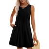 imageOFEEFAN Summer Dresses for Women 2025 Loose Beach Vacation Casual Crew Neck Sleeveless Sundresses with Pockets Tank DressBlack