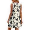 imageOFEEFAN Summer Dresses for Women 2025 Loose Beach Vacation Casual Crew Neck Sleeveless Sundresses with Pockets Tank DressBlack White Floral