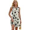 imageOFEEFAN Summer Dresses for Women 2025 Loose Beach Vacation Casual Crew Neck Sleeveless Sundresses with Pockets Tank DressBlack White Floral