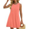 imageOFEEFAN Summer Dresses for Women 2025 Loose Beach Vacation Casual Crew Neck Sleeveless Sundresses with Pockets Tank DressCoral