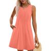 imageOFEEFAN Summer Dresses for Women 2025 Loose Beach Vacation Casual Crew Neck Sleeveless Sundresses with Pockets Tank DressCoral