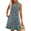 imageOFEEFAN Summer Dresses for Women 2025 Loose Beach Vacation Casual Crew Neck Sleeveless Sundresses with Pockets Tank DressFloral Blue