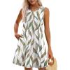 imageOFEEFAN Summer Dresses for Women 2025 Loose Beach Vacation Casual Crew Neck Sleeveless Sundresses with Pockets Tank DressFloral Leaf