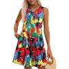 imageOFEEFAN Summer Dresses for Women 2025 Loose Beach Vacation Casual Crew Neck Sleeveless Sundresses with Pockets Tank DressFloral Red