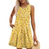 imageOFEEFAN Summer Dresses for Women 2025 Loose Beach Vacation Casual Crew Neck Sleeveless Sundresses with Pockets Tank DressFloral Yellow
