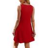 imageOFEEFAN Summer Dresses for Women 2025 Loose Beach Vacation Casual Crew Neck Sleeveless Sundresses with Pockets Tank DressRed