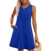 imageOFEEFAN Summer Dresses for Women 2025 Loose Beach Vacation Casual Crew Neck Sleeveless Sundresses with Pockets Tank DressRoyal Blue