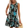 imageOFEEFAN Summer Dresses for Women 2025 Loose Beach Vacation Casual Crew Neck Sleeveless Sundresses with Pockets Tank DressTropical Leaf
