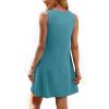imageOFEEFAN Summer Dresses for Women 2025 Loose Beach Vacation Casual Crew Neck Sleeveless Sundresses with Pockets Tank DressTurquoise